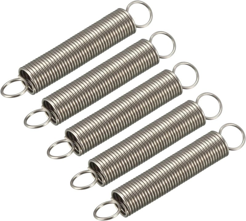METALLIXITY زنبرك تمديد (0.5x5x30مم/0.02"x0.2"x1.18") 5 قطع، زنبرك توتر من الفولاذ المقاوم للصدأ - لإصلاح المنزل وآلات البناء - Image 1